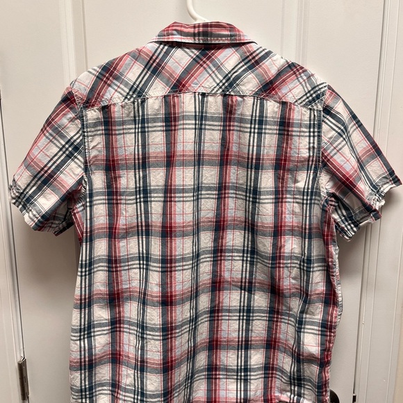 American Eagle Outfitters Red and Blue Plaid Men's Shirt Pearl snap up XL - Picture 4 of 7
